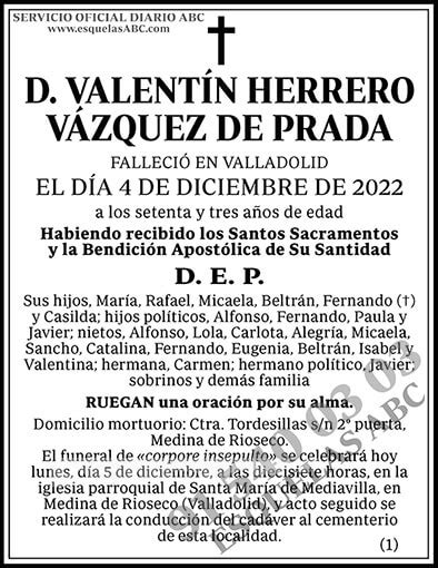 valentin herrero vazquez de prada|Valentín Herrero Vázquez de Prada .